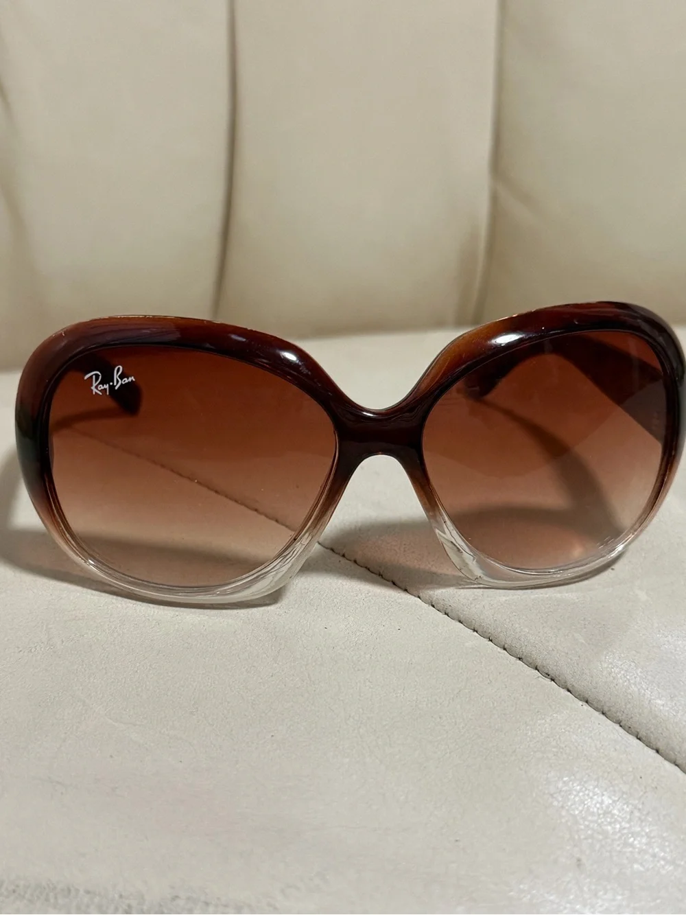 Ray-Ban Women's Brown-to-Clear Gradient Oversized Sunglasses
